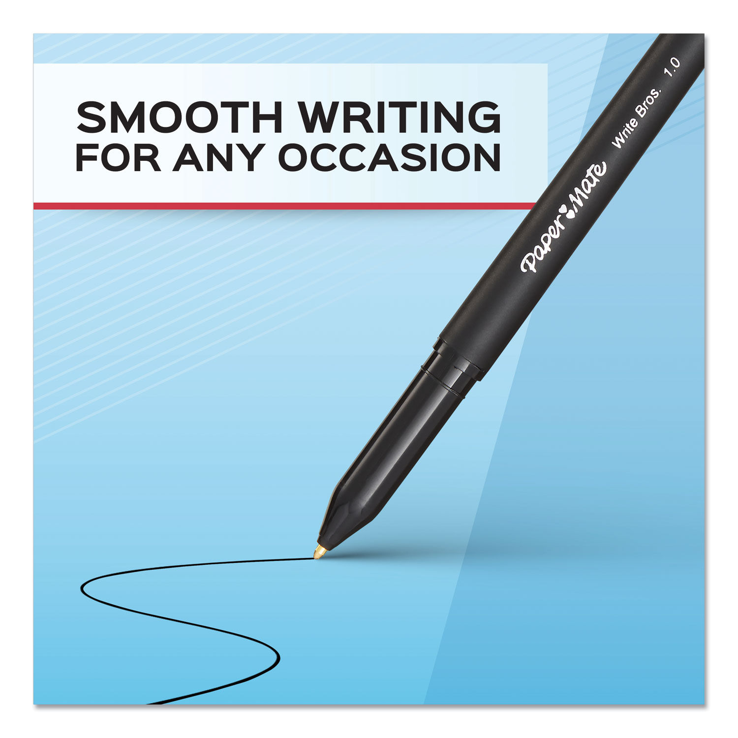 Paper Mate Write Bros Ballpoint Stick Pen, Black Ink, Medium, Dozen